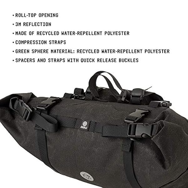 AGU Venture Stuurtas Fiets, 17L Fietstas voor aan Stuur, Waterafstotend, Reflecterend, Eenvoudige Montage, 100% Gerecycled Polyester - HIVIS - Zwart